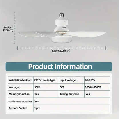 🔥SmartBreez 40W LED Ceiling Fan Light – 20.5 Ultra-Quiet with Remote 🎯 | E27 + FREE B22 Adapter 🔌