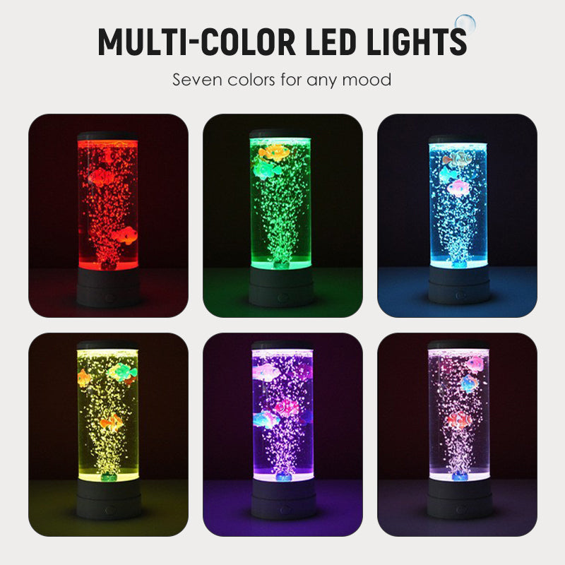 🐟💧 LED Fish Aquarium Bubble Lamp – 7-Color LED & Remote Control – USB/Battery Powered & Zen Ambience 🏠