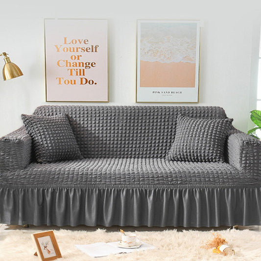 Bubble Texture Elastic Ruffled Sofa Cover