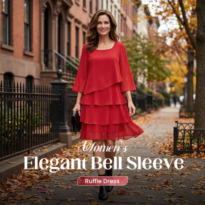 💃Women's Tiered Ruffle Dress with Flared Sleeves