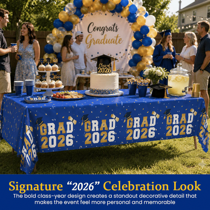 "Grad 2026" Confetti Tablecloth