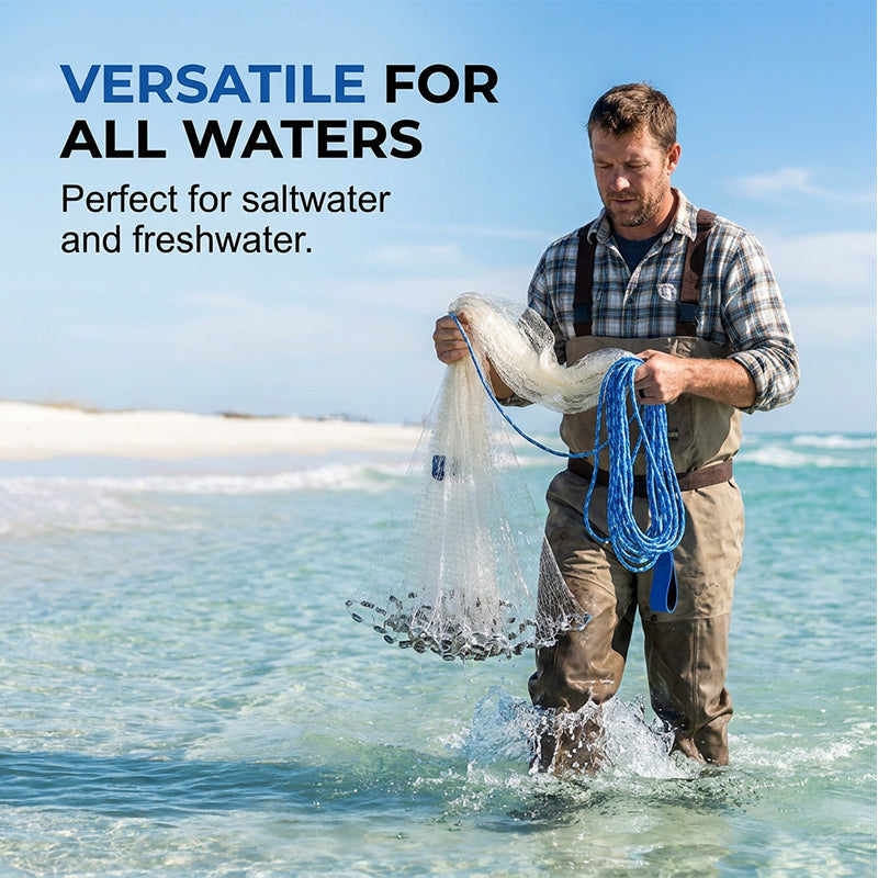 🎣 Easy-Throw Cast Net – Fast-Sinking Weighted Mesh for Freshwater & Saltwater Fishing 🐟