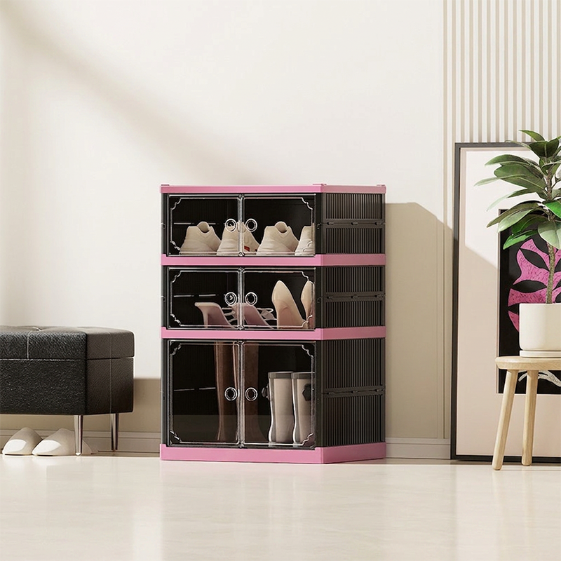 Foldable & Stackable Shoe Cabinet with Clear Doors