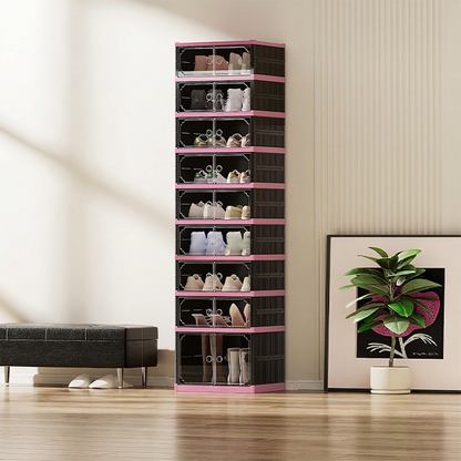 Foldable & Stackable Shoe Cabinet with Clear Doors
