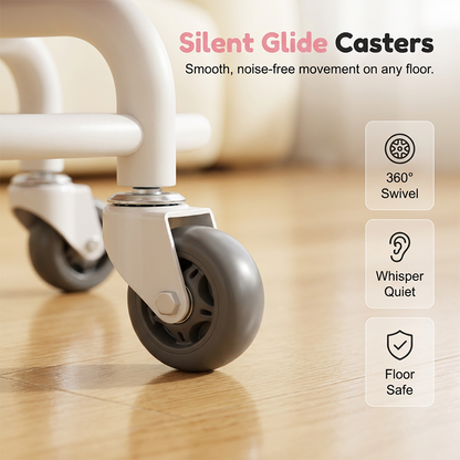 🪑 Rolling Low Stool with Backrest – Padded seat & silent casters – comfortable and mobile 🛠️