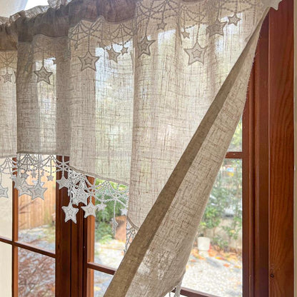 ⏳Limited-time 50% off💥Versatile Country Style Curtain with Star Lace Trim⭐️