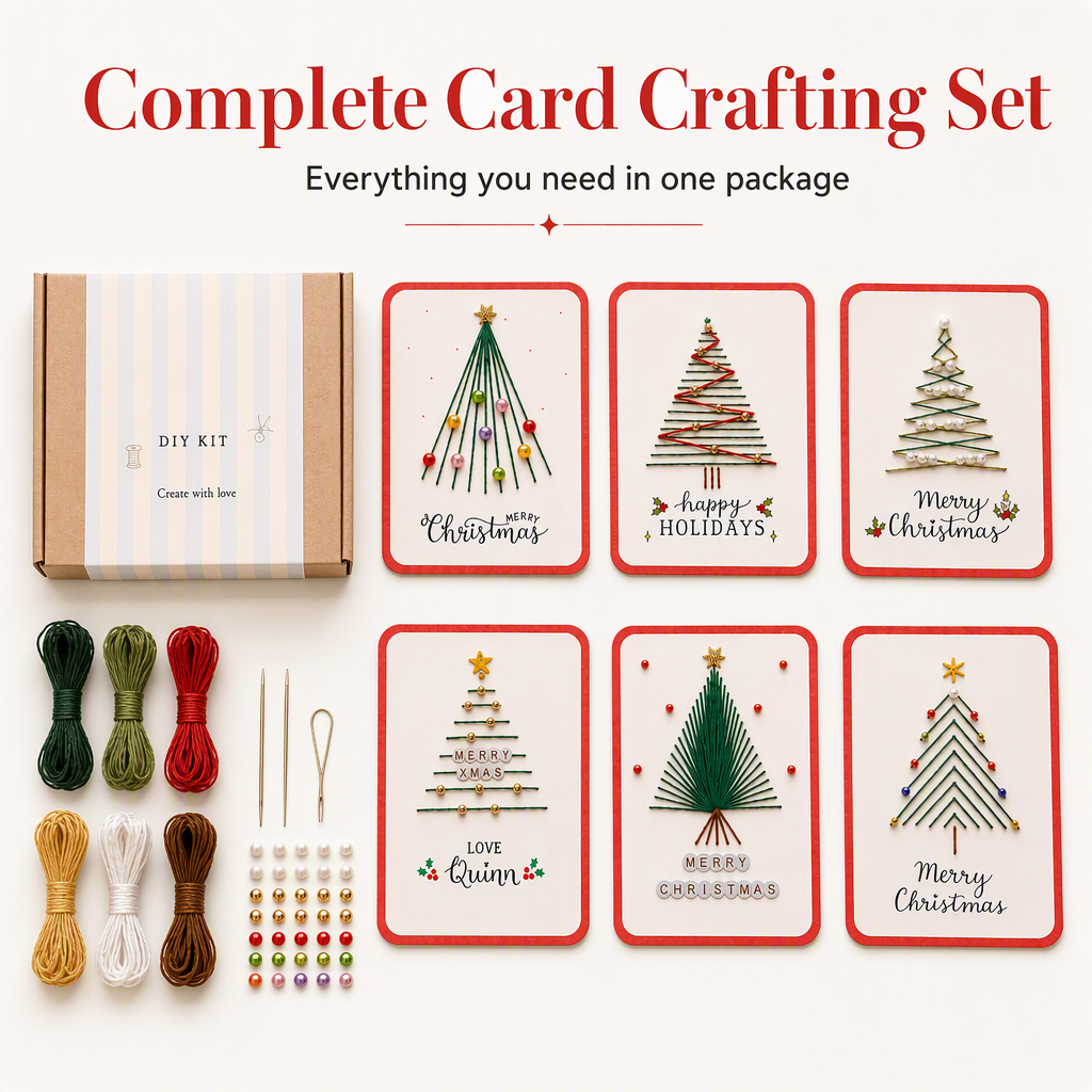 Merry Christmas DIY Greeting Card Making Kit🎄🧵📇