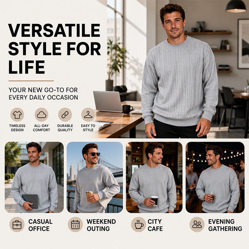 ✨Men's Cable Knit Crewneck Sweatshirt