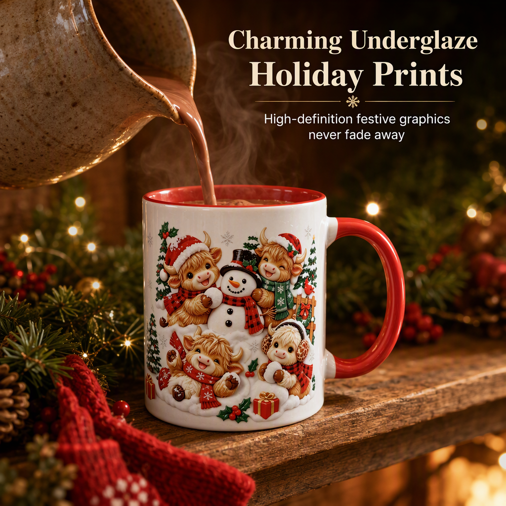 ☕✨Festive Highland Cow & Snowman Ceramic Mugs – Add a Little Christmas Magic to Every Sip!