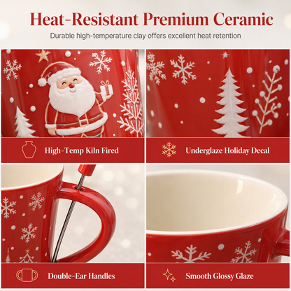 Christmas Ceramic Chocolate Fondue Mug Set