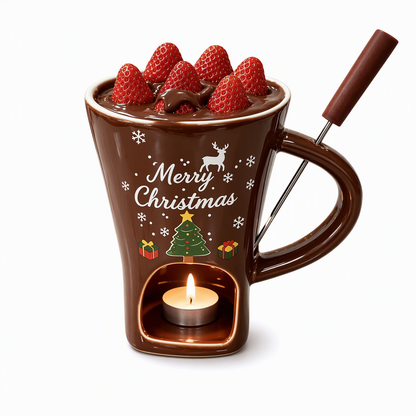 Christmas Ceramic Chocolate Fondue Mug Set