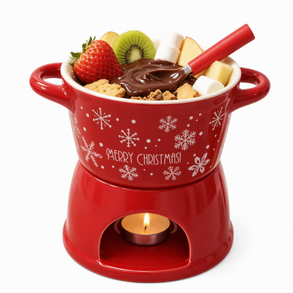 Christmas Ceramic Chocolate Fondue Mug Set