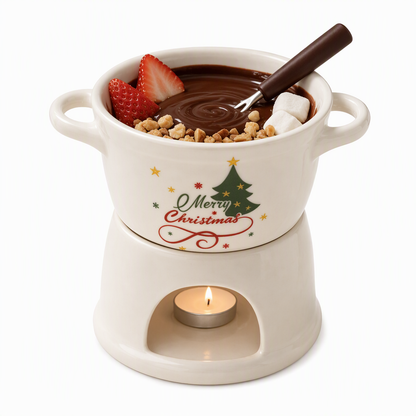 Christmas Ceramic Chocolate Fondue Mug Set