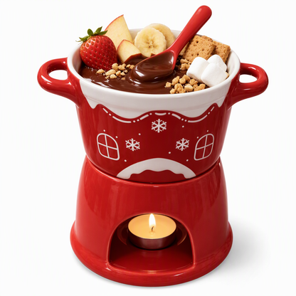 Christmas Ceramic Chocolate Fondue Mug Set