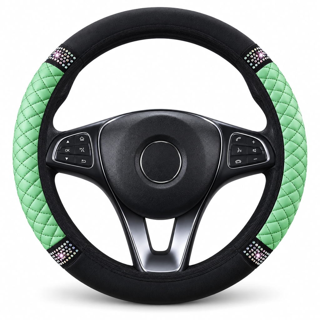 ⏳Time-Limited Special ⏰ Rhinestone Steering Wheel Cover – Sparkling, Quilted, Luxury 🚗