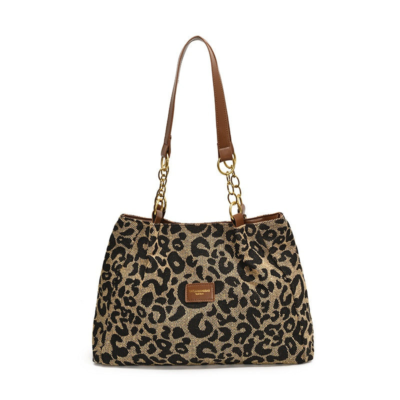 Retro Leopard Print Tote Bag for Women